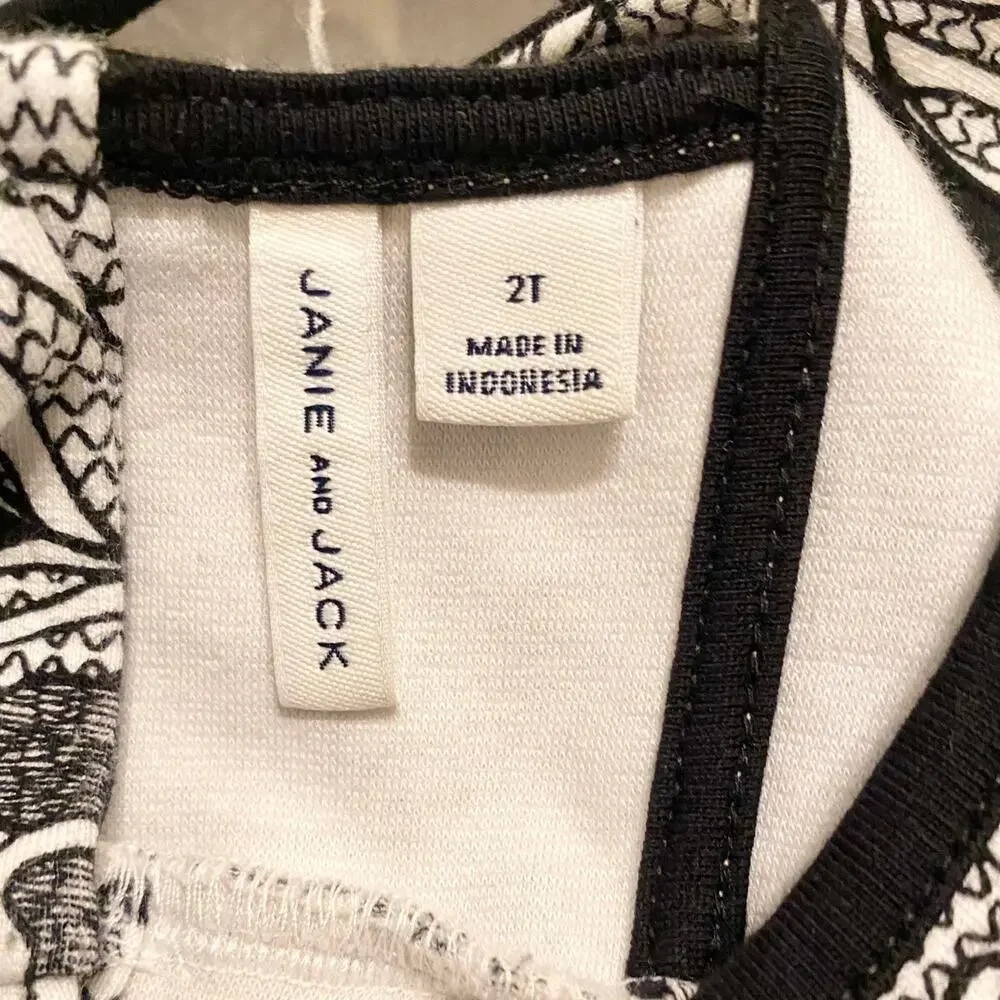 Janie and Jack Black & White Floral Jumper Size 2